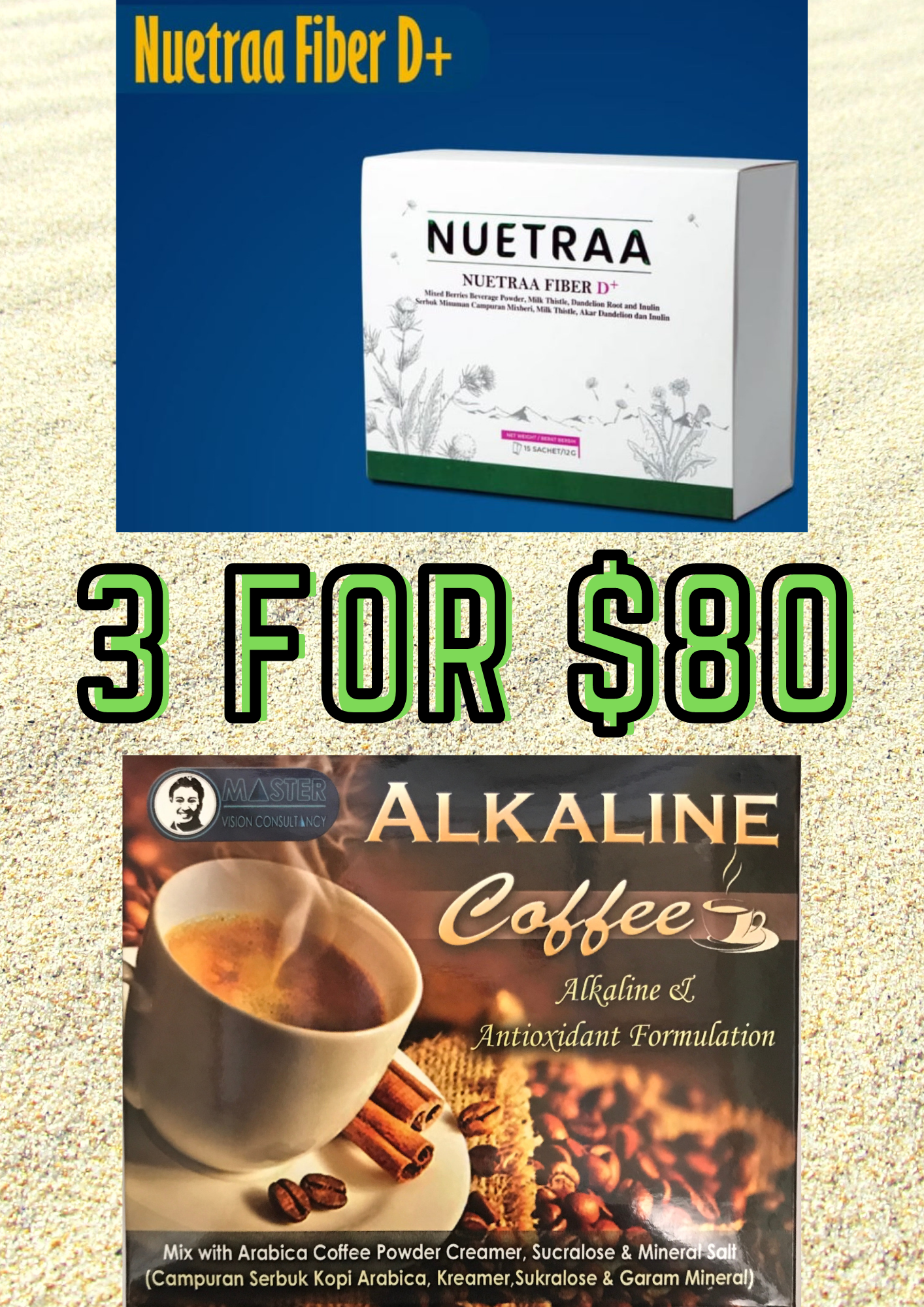 PROMO! ( 2x Alkaline Coffee +  1x Nuetraa Fiber D+)